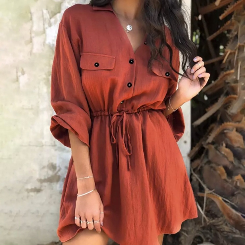 New Cotton Flax Short Summer Dress S-XXL